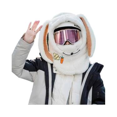 Imagem de Gorro De Lã De Inverno Com Orelhas De Coelho, Cachecol Quente, Capa De