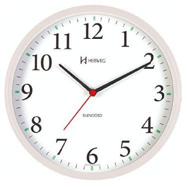 Imagem de Relógio de Parede Silencioso Redondo Branco Herweg 6126S-21