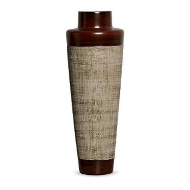 Imagem de Vaso Paris Decoração Em Cerâmica Marrom E Palha Ganash