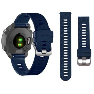 Imagem de Pulseira de relógio de 20 mm para Garmin Forerunner 55/Forerunner 245/Vivoactive 5/Vivoactive 3, pulseira de silicone macio de substituição para relógio inteligente Garmin (azul marinho)