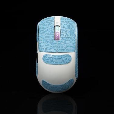 Imagem de Hokeyio Adesivo Gamer Mouse Grip Tape para VGN Dragonfly R1 Pro MAX VXE Antiderrapante Suck Sweat Pre Cut Easy Install CS Letter Blue