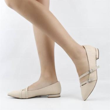 Imagem de Sapatilha Bico Fino Fivelas - Div Comp Antonie, Off white feno, 37