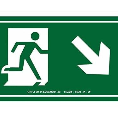 Imagem de Placa Sinalização S6 Saída Emergência À Direita Descendo Tamanho 15X25 CM