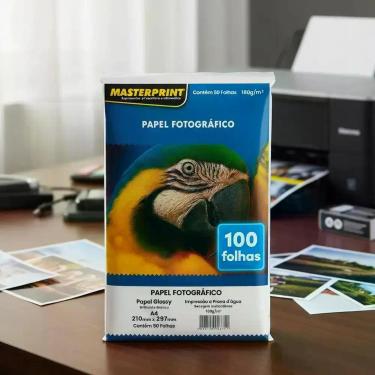 Imagem de Papel Fotográfico 180g A4 Brilhante 100 Folhas Glossy Branco - Sem mar