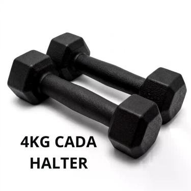 Imagem de Par Halter Sextavado Pintado 4kg Academia Peso Musculação - FERDUOR