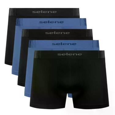 Imagem de Kit 5 Cueca Infantil Selene Sem Costura Menino Confortável, Preto e az