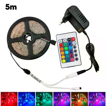 Imagem de Fita Led Rgb 5m Digital Controle Neon Brilho Colorido - LED 5M