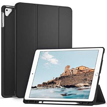 Imagem de Capa Ztotop para iPad Pro 12,9 polegadas 2017/2015 (1ª e 2ª geração) com suporte de lápis, capa traseira de TPU leve e macio + hibernar/despertar automático, preta