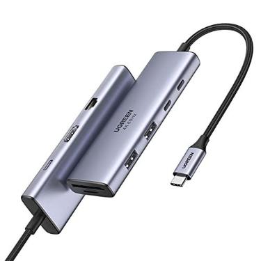 Imagem de UGREEN 9-in-1 USB C Hub com 2 USB-C e 2 USB-A 3.0 5 Gbps Data Ports, 4K 60Hz Tipo C para HDMI, PD 100W, Gigabit Ethernet, SD/TF Card Reader, Multiport Adapter Compatible MacBook Pro/Ar, Samsung