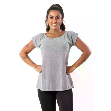 Imagem de Blusa Sobre Legging Feminina Fitness Furadinha Academia - blees, Cinza