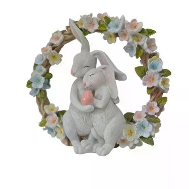 Imagem de Guirlanda Páscoa - Floral -coelhos - Resina Alt 25cm X Comp. 26cm X Larg. 9cm