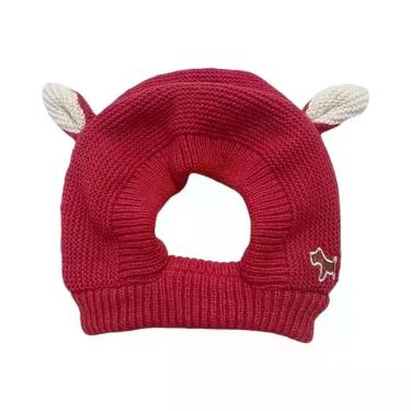 Imagem de Gorro De Lã Quente Laranja Para Cães Com Proteção Auditiva Antirruído 