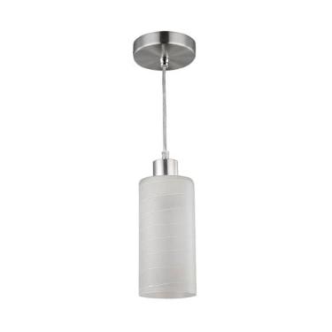 Imagem de PENDENTE JASMIM VIDRO BRANCO DETALHE RISCO C/BASE ALUMÍNIO ESCOVADO BLUMENAU