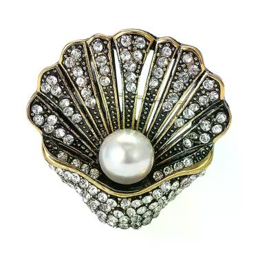Imagem de Broche De Estrela-do-mar Esmaltado Unissex Feminino Com Pérola E Conch