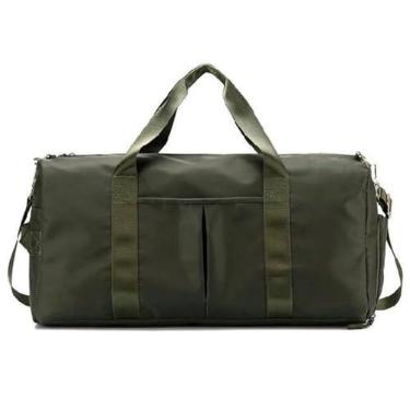 Imagem de Bolsa de viagem masculina e feminina com compartimento para sapatos, bolsa esportiva para academia, bolsa de ombro noturna, Verde militar 1