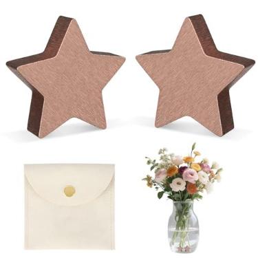 Imagem de Reaeng Pacote com 2 flores de cobre para flores frescas cortadas, alternativa alimentar de flores naturais, mantém a água do vaso limpa e clara com bolsa de armazenamento de veludo, acessório de vaso