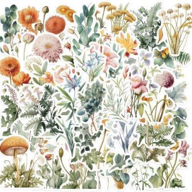 Imagem de Adesivos 50 unidades/lote de plantas, flores, vinil à prova d'água, gr