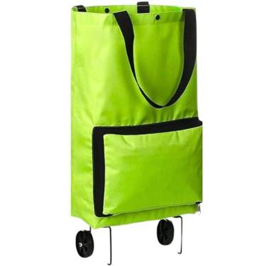 Imagem de GlobalMix Sacola para Compras Dobrável Carrinho com Rodas Shopbag GT083, Verde