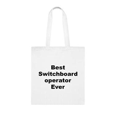 Imagem de Bolsa tote operadora de interruptor, melhor operador de quadros de comutação, presente para operador de interruptor, bolsas reutilizáveis para operador de painel, ideia de de Natal, Branco