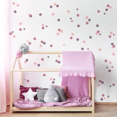 Imagem de Adesivo Infantil Bolinhas Tons de Roxo e Rosa 96un - Quartinhos