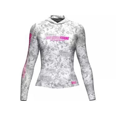 Imagem de Camiseta de Pesca Mar Negro X Protection Sublimada Com Capuz Feminina 