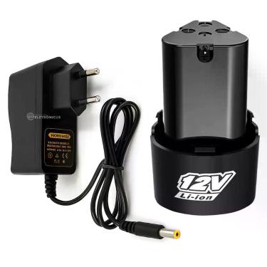 Imagem de Bateria De Lítio 12v 1.3Ah Universal Recarregável Com Fonte de Aliment