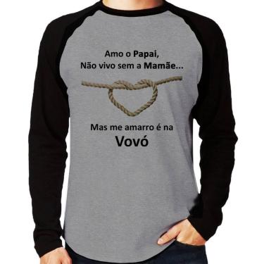Imagem de Camiseta Raglan Amo o Papai, Não vivo sem a Mamãe mas me amarro na Vov
