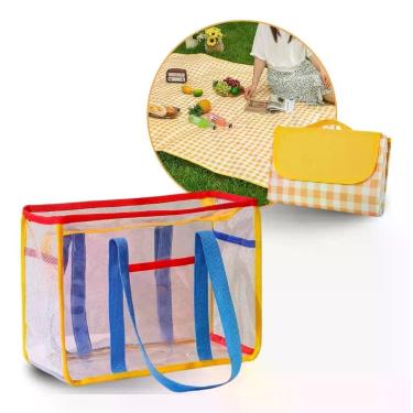 Imagem de Bolsa De Praia Pequena Transparente Elegante E 1 Tapete Super Resisten