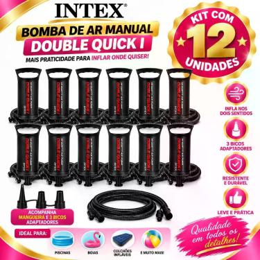 Imagem de Kit 12 Bomba De Ar Manual 30 cm Inflador Portátil Dia a Dia Para Pisci