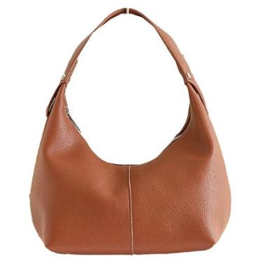 Imagem de Bolsa feminina vegana 2025 de couro PU bolsa de ombro casual nas axilas linda bolsa de trabalho Y2k embreagem crescente, Marrom, One Size