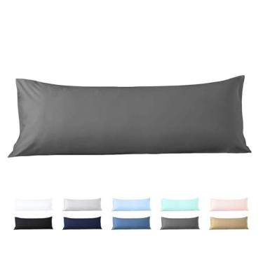 Imagem de Capa de travesseiro corporal 50 x 121 cm, 100% algodão egípcio, 600 fios, suave para a pele, 1 pacote com fecho de zíper 50 x 122, cinza escuro