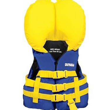 Imagem de Airhead Colete salva-vidas infantil geral multiuso para bebês com menos de 13,6 kg, aprovado pela guarda costeira dos EUA, azul