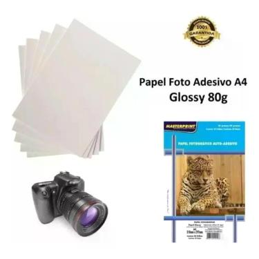 Imagem de Kit 4 Pcte Folha Papel Fotográfico Adesivo 80g A4 20 Cada Branco 80 Gr