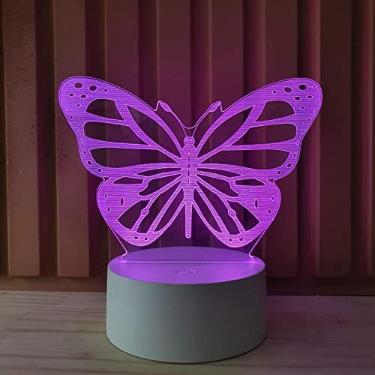 Imagem de Luminária led 3D, abajur de mesa, presente criativo, luz com 7 cores (Borboleta)