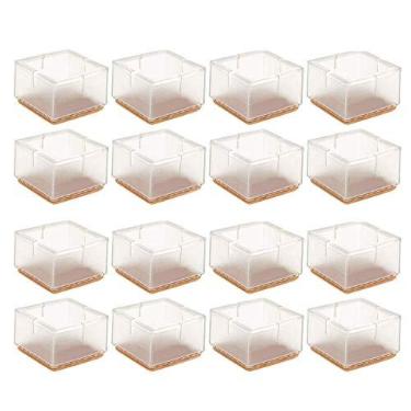 Imagem de Protetores de pé de mesa grandes 1-15/40.6 cm a 2-1/40.6 cm (49 mm-53 mm) Mobiliário grande 5.1 cm tampas de perna de sofá quadrado silicone, pontas de perna de cadeira com almofadas de feltro
