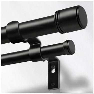 Imagem de Varão Duplo de Cortina HOTOZON 140180 cm 1 polegada Preto