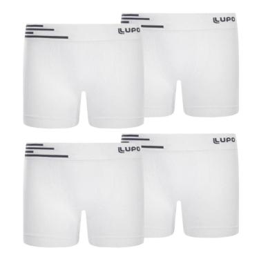 Imagem de Kit 4 Cueca Boxer Infantil Box Microfibra Sem Costura Lupo, Branco, P