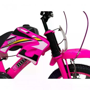 Imagem de Bicicleta Infantil Moto Cross Aro 16 Freio a Tambor Rodinhas de Apoio Removíveis Rosa