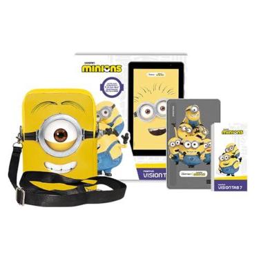 Imagem de Tablet Infantil Positivo Vision Tab 7 Minions - Octa-Core 3GB RAM 64GB Armazenamento, Tela 7" IPS, Bateria 3100mAh, Android 14 Go, Wi-fi - Preto - Inclui Capa de proteção personalizada