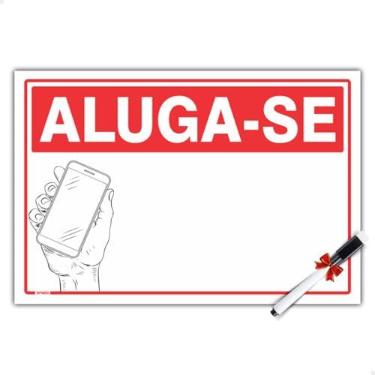 Imagem de SPORTINOX, Placa Aluga-se Casa Comércio Terreno Imóvel 30x20cm + Caneta