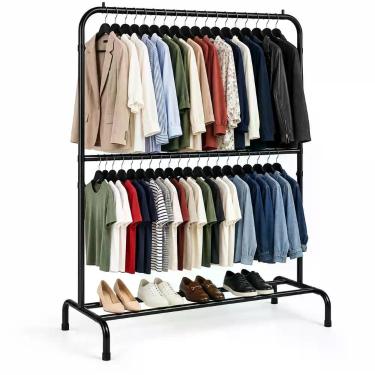 Imagem de Arara Dupla Para Roupas Com Sapateira 100 Aço Suporta 180 Cabides - Bi