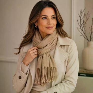 Imagem de Cachecol Pashmina Lenço Com Franja 190x70cm Toque Macio Para O Frio Ou