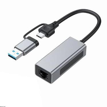 Imagem de Adaptador Ethernet USB 3.1 de 2,5 G, 2 em 1 USB-A/USB-C para Ethernet de 2,5 Gbps, conversor de rede RJ45 para PC, laptop, Windows, Mac OS Linux