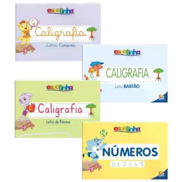 Imagem de 4 Livros Treinar Letra Maiúscula Minúscula Cursiva E Números - Caderno
