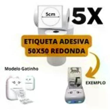 Imagem de Etiqueta Redonda 5cm Para Mini Impressora Gatinho - 5 Rolo - PERSONALI