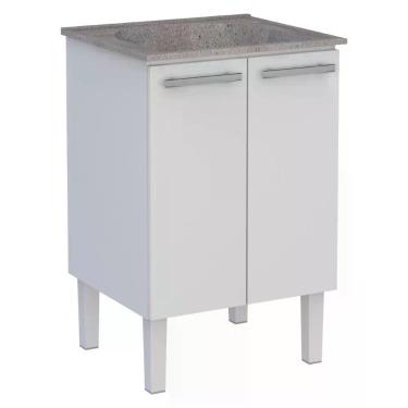 Imagem de Gabinete Para Lavanderia Em Aço Com Tanque Surubim Branco