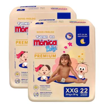 Imagem de Kit 2 Fraldas Turma da Mônica Premium Econômica XXG 2x22un