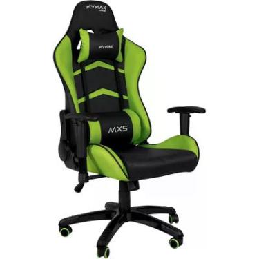 Imagem de Cadeira Gamer Mymax Mx5, Peso Suportado até 150Kg, Giratória, Preto e verde