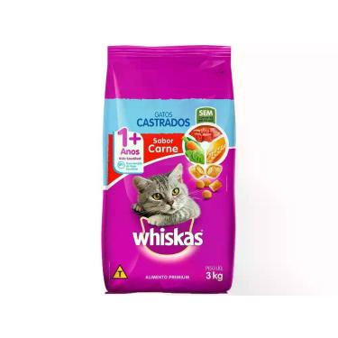 Imagem de Ração Premium para Gato Castrado Whiskas Adulto - Carne 3kg