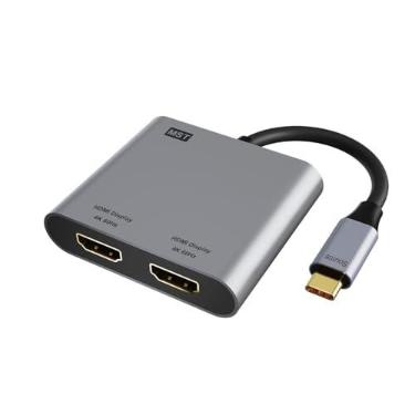 Imagem de Adaptador USB C para HDMI duplo 4K a 60 Hz, divisor HDMI tipo C para monitores duplos, hub USB C extensor de exibição para MacBook Air/Pro, XPS, mais laptops com portas Thunderbolt 3/4